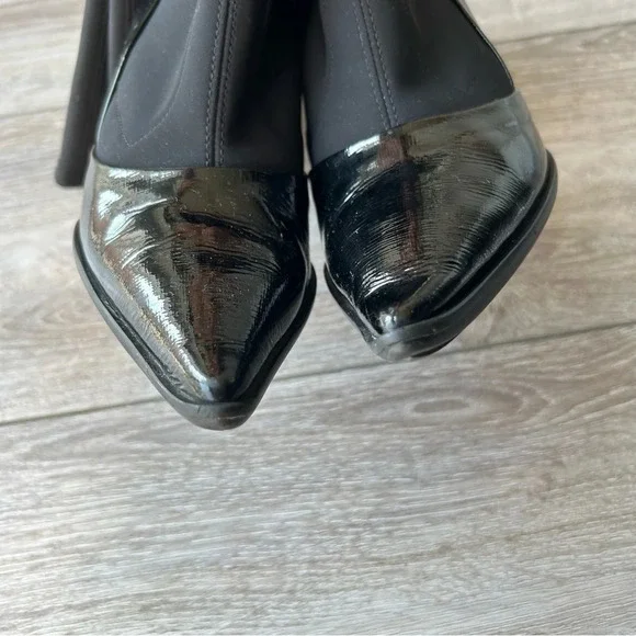 France Mode Patent Leather Heeled Sock Boots Made  in France - Picture 3 of 13
